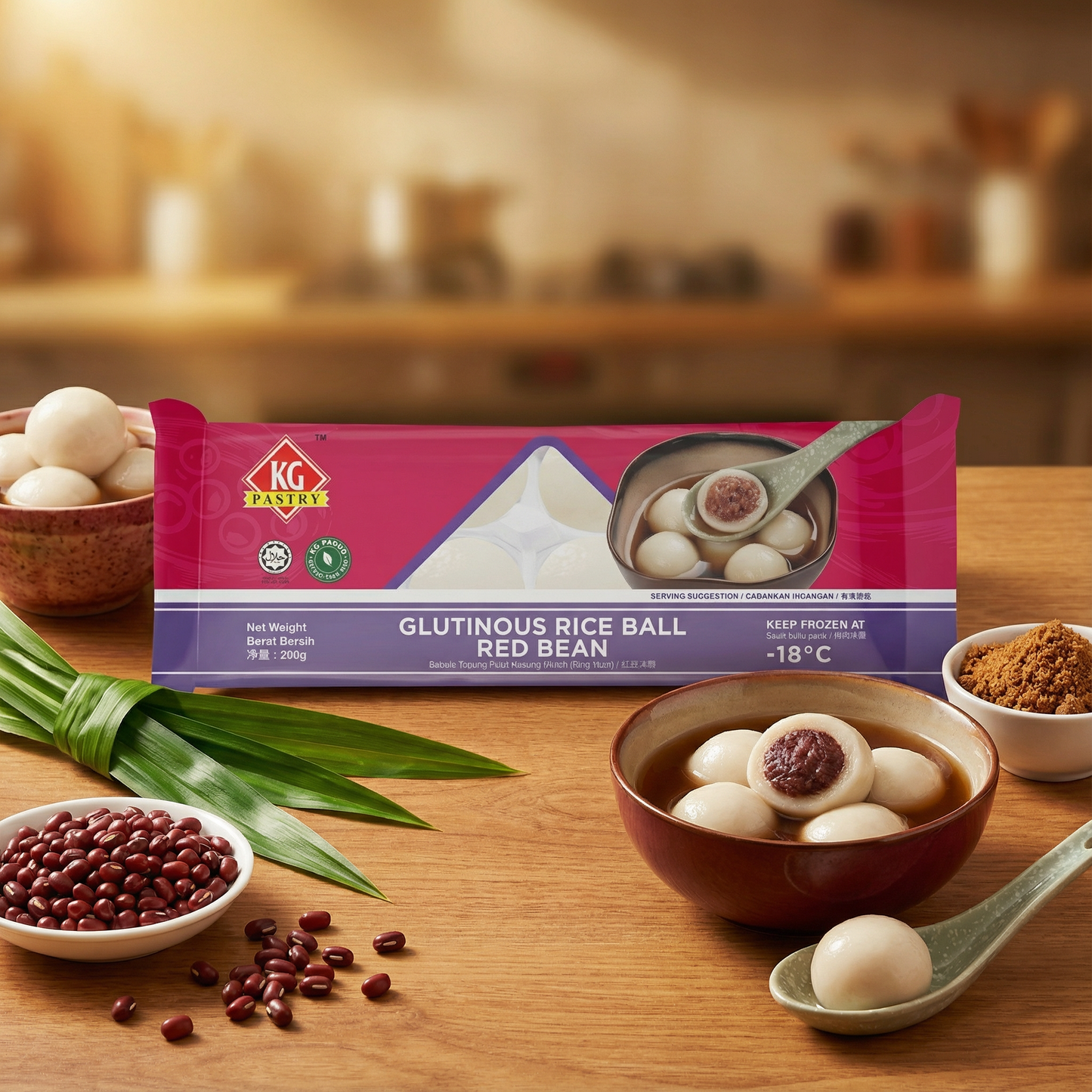 FROZEN GLUTINOUS RICE BALL RED BEAN 24 x 200g KG