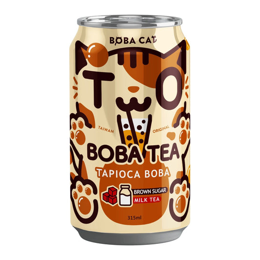 BROWN SUGAR BOBA TEA DRINK 24 x 315ml BOBA CAT
