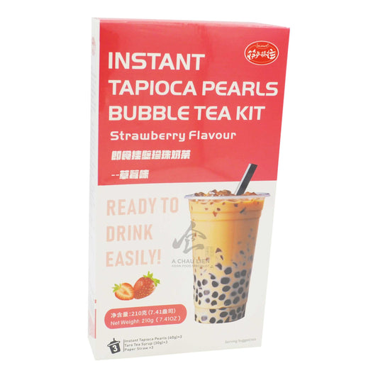 INSTANT BUBBLE TEA KIT STRAWBERRY FLAVOUR (3PCS x 70G) 24 x 210g KLKW
