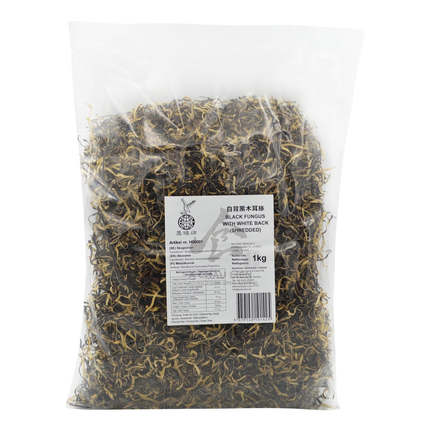 DRIED FUNGUS WHITE BACK SHREDDED 10 x 1kg EAGLOBE