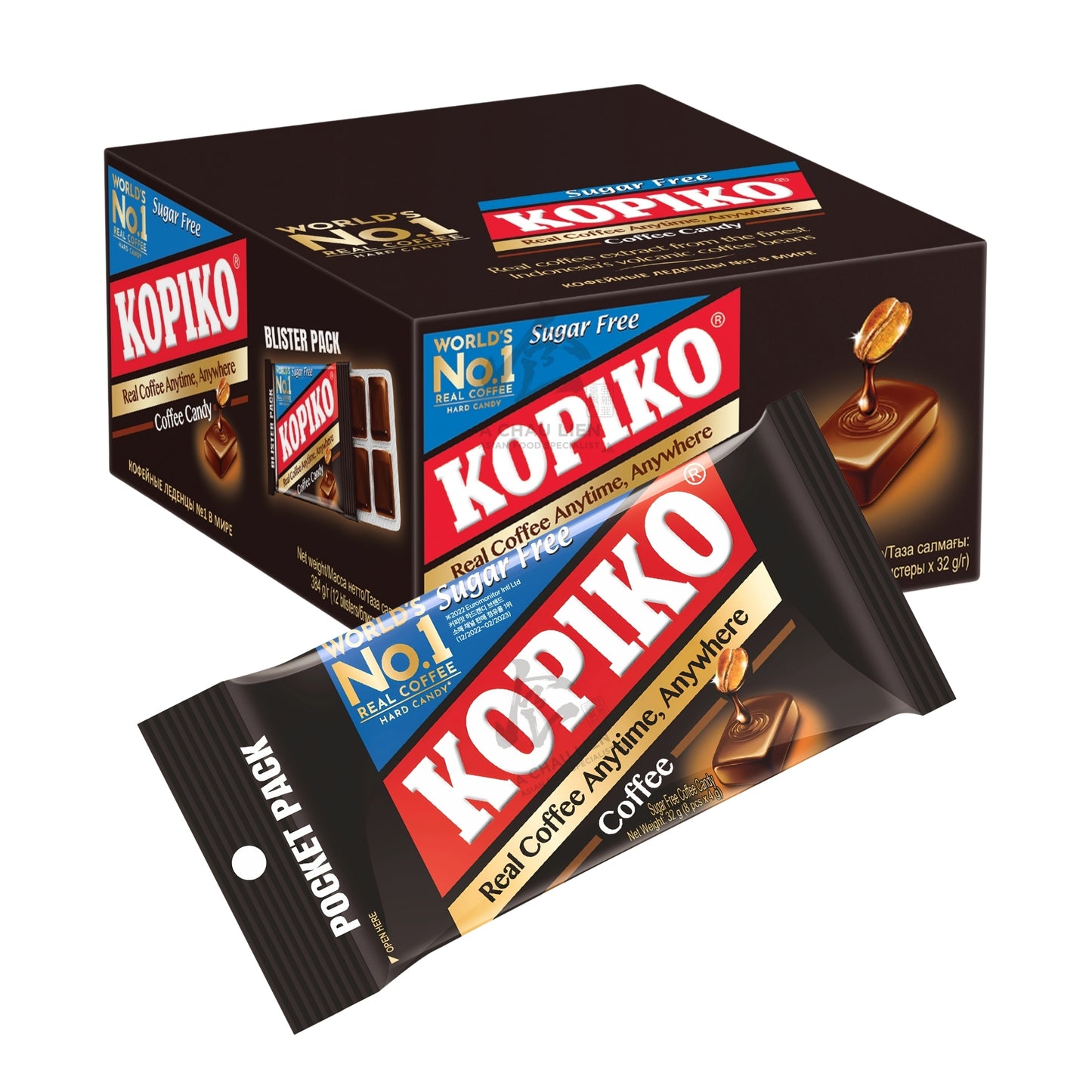 COFFEE CANDY SUGAR FREE BLISTER (12PCS X 32G) 12 x 384g KOPIKO