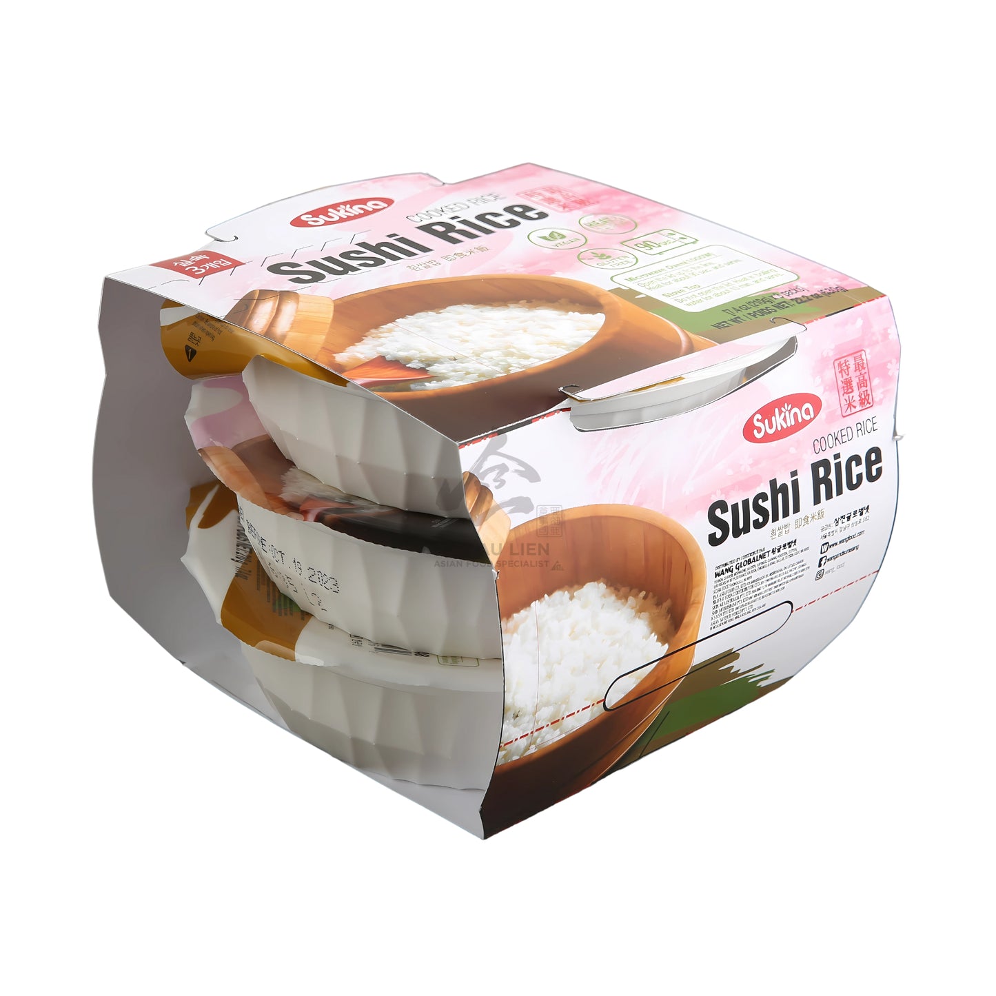 COOKED SUSHI RICE (3PCS X 210G) 8 x 630g SUKINA