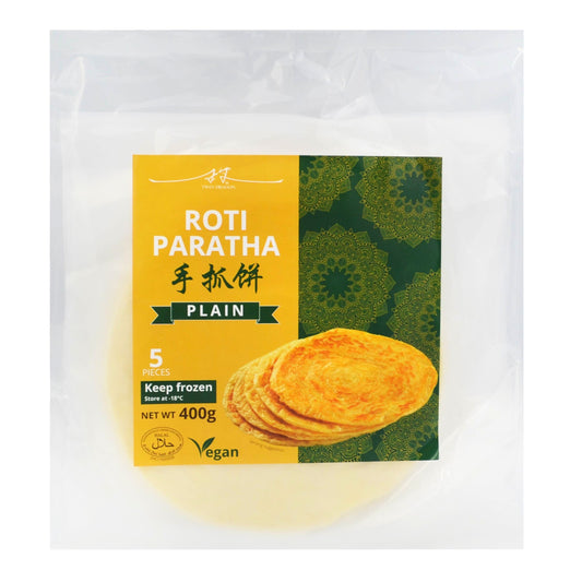 FROZEN ROTI PARATHA PLAIN (5PCS X 80G) 10 x 400g TWIN DRAGON