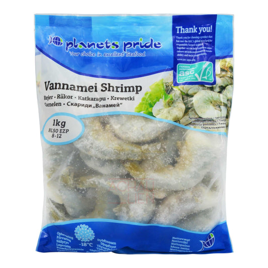 VANNAMEI SHRIMP 8-12 HLSOTL EZP 10 x 1kg PLANET'S PRIDE