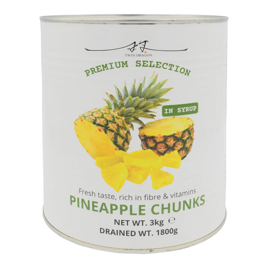 PINEAPPLE CHUNKS IN SYRUP 6 x 3kg TWIN DRAGON