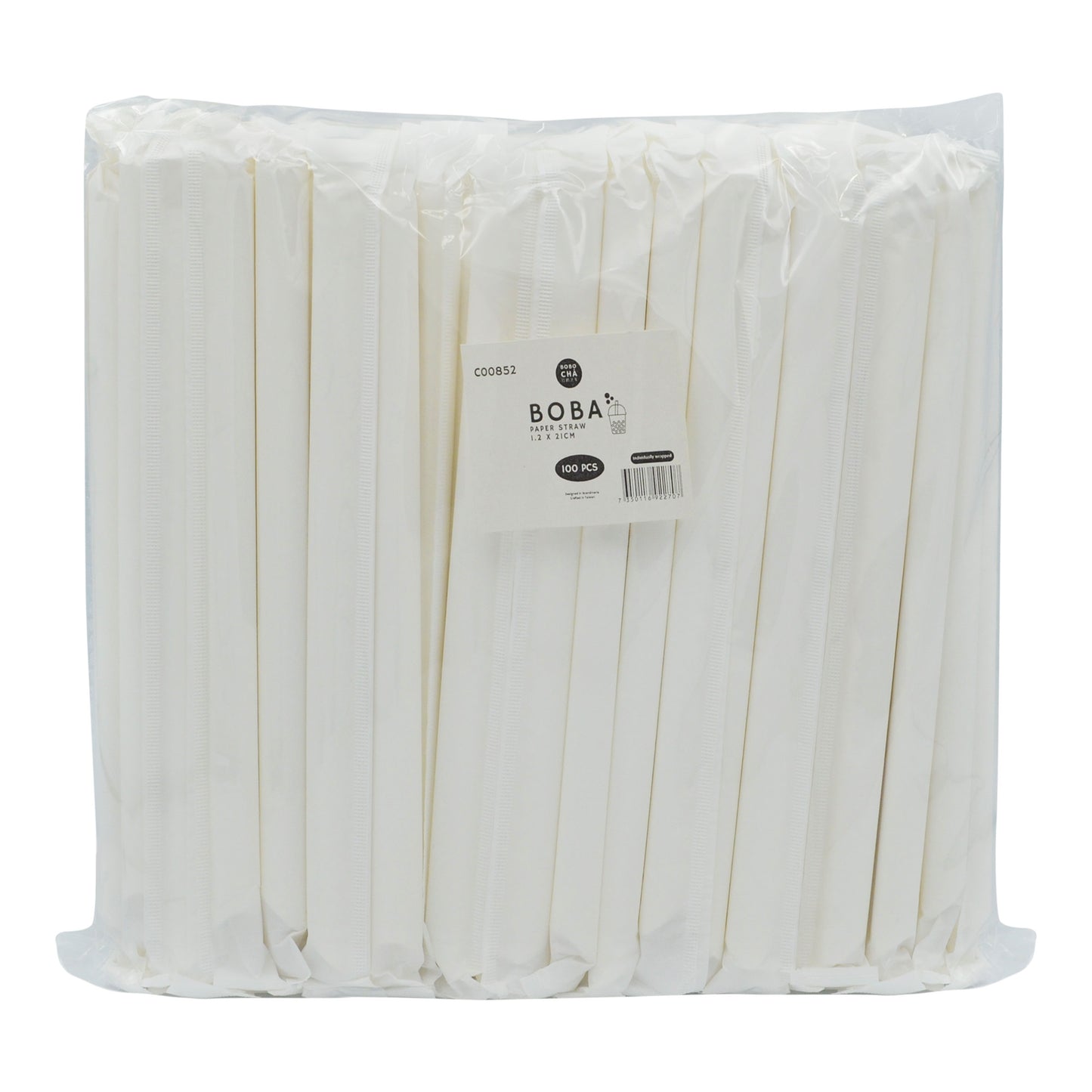 BOBA PAPER STRAW 1.2CM X 21CM 40 x 100pcs BOBO CHA