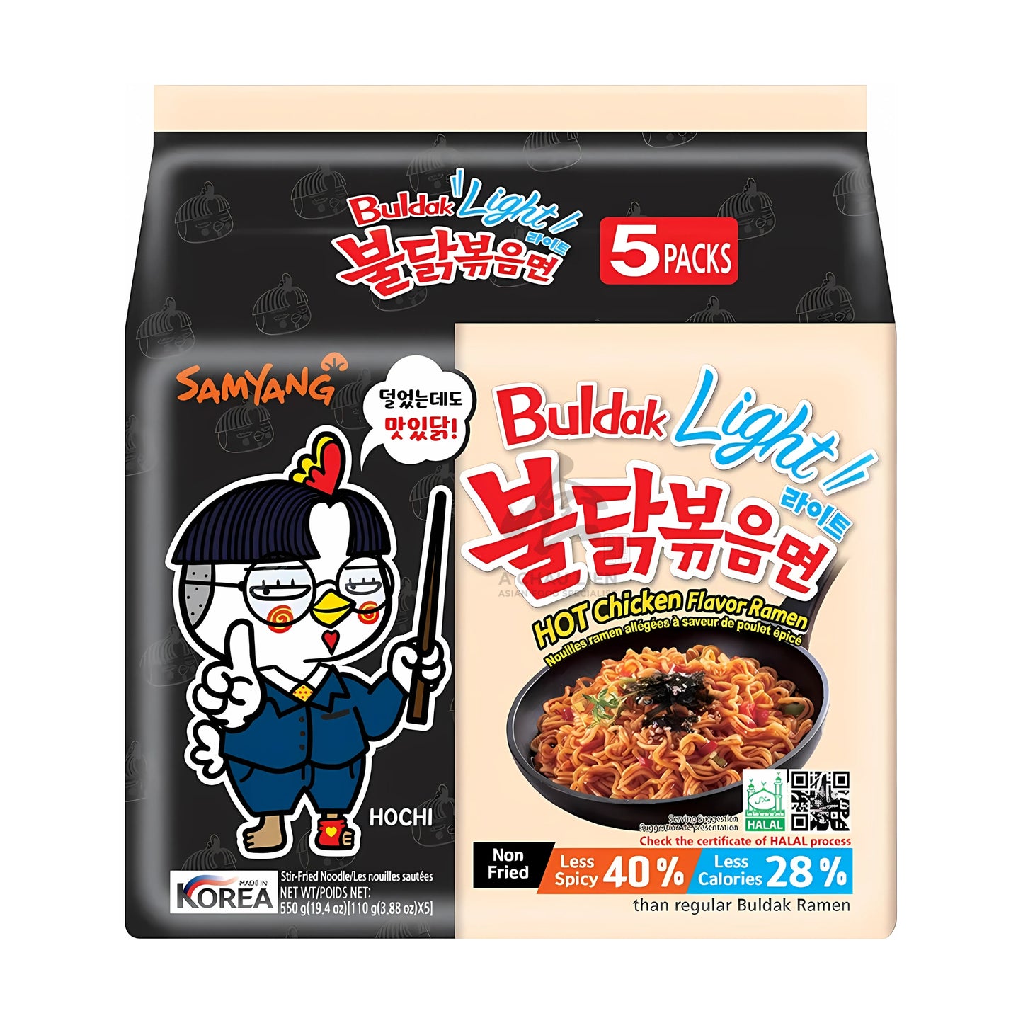 BULDAK HOT CHICKEN RAMEN LIGHT (5PCS X 110G) 8 x 550g SAMYANG