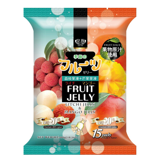 FRUIT JELLY LYCHEE & MANGO 12 x 300g ROYAL FAMILY