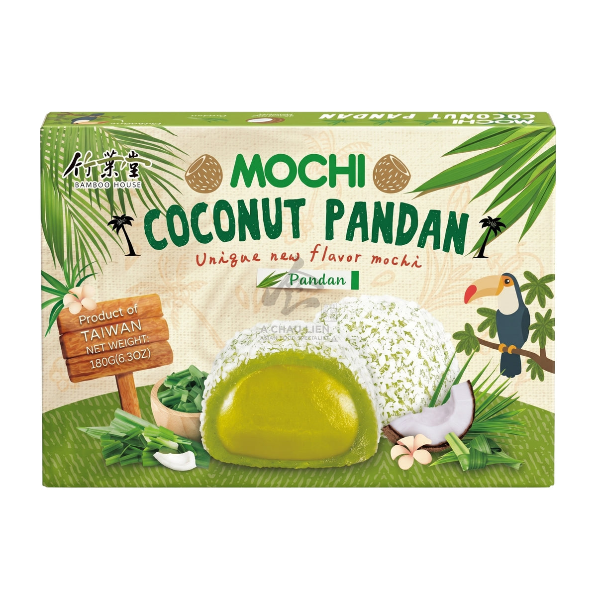 COCONUT PANDAN MOCHI PANDAN 24 x 180g BAMBOO HOUSE