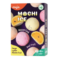MOCHI ICE ASSORTED (MANGO, LYCHEE, PASSIONFRUIT) (6PCS X 38G) 12 x 228g MOJO