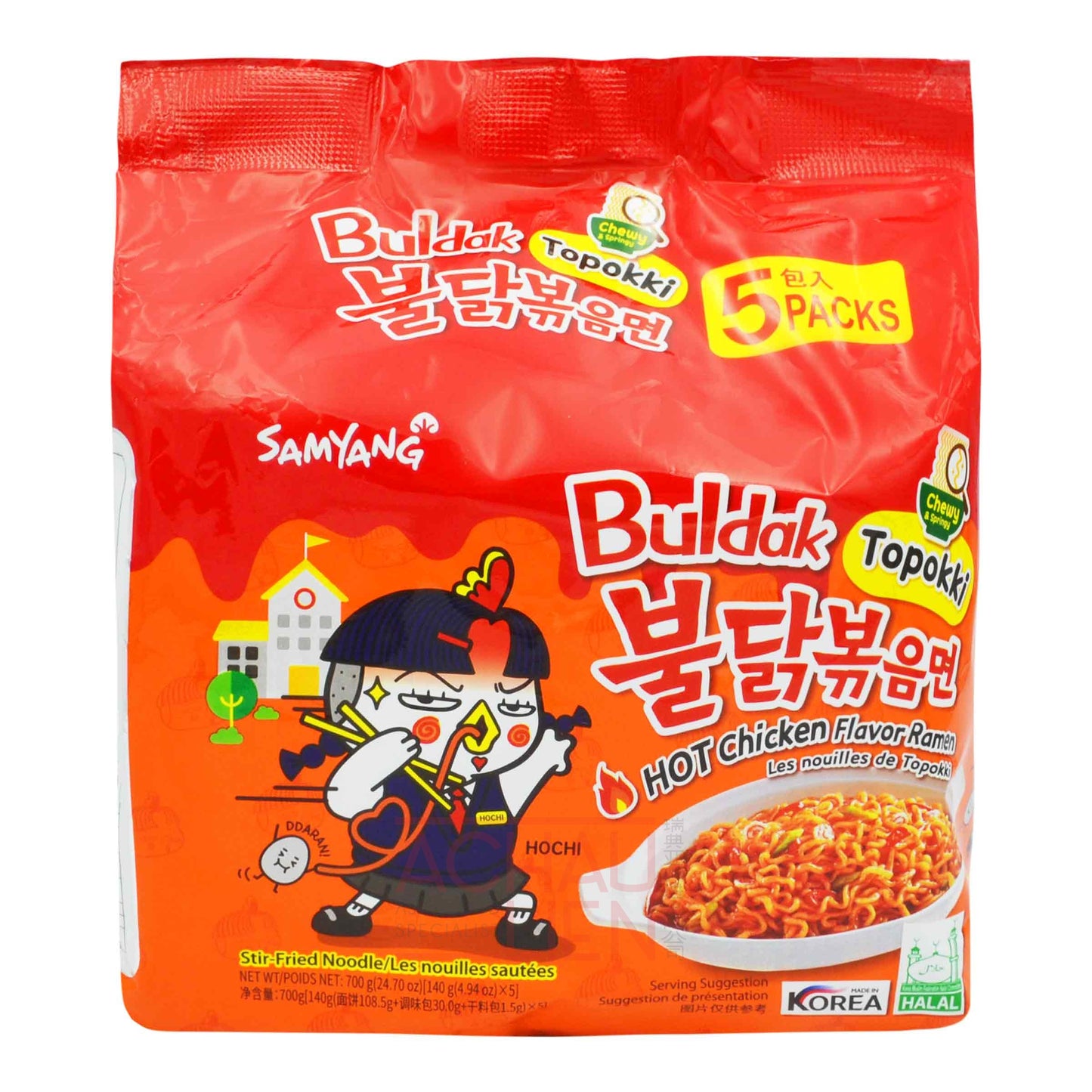 BULDAK HOT CHICKEN FLAVOR RAMEN TOPOKKI (5PCS X 140G) 8 x 700g SAMYANG
