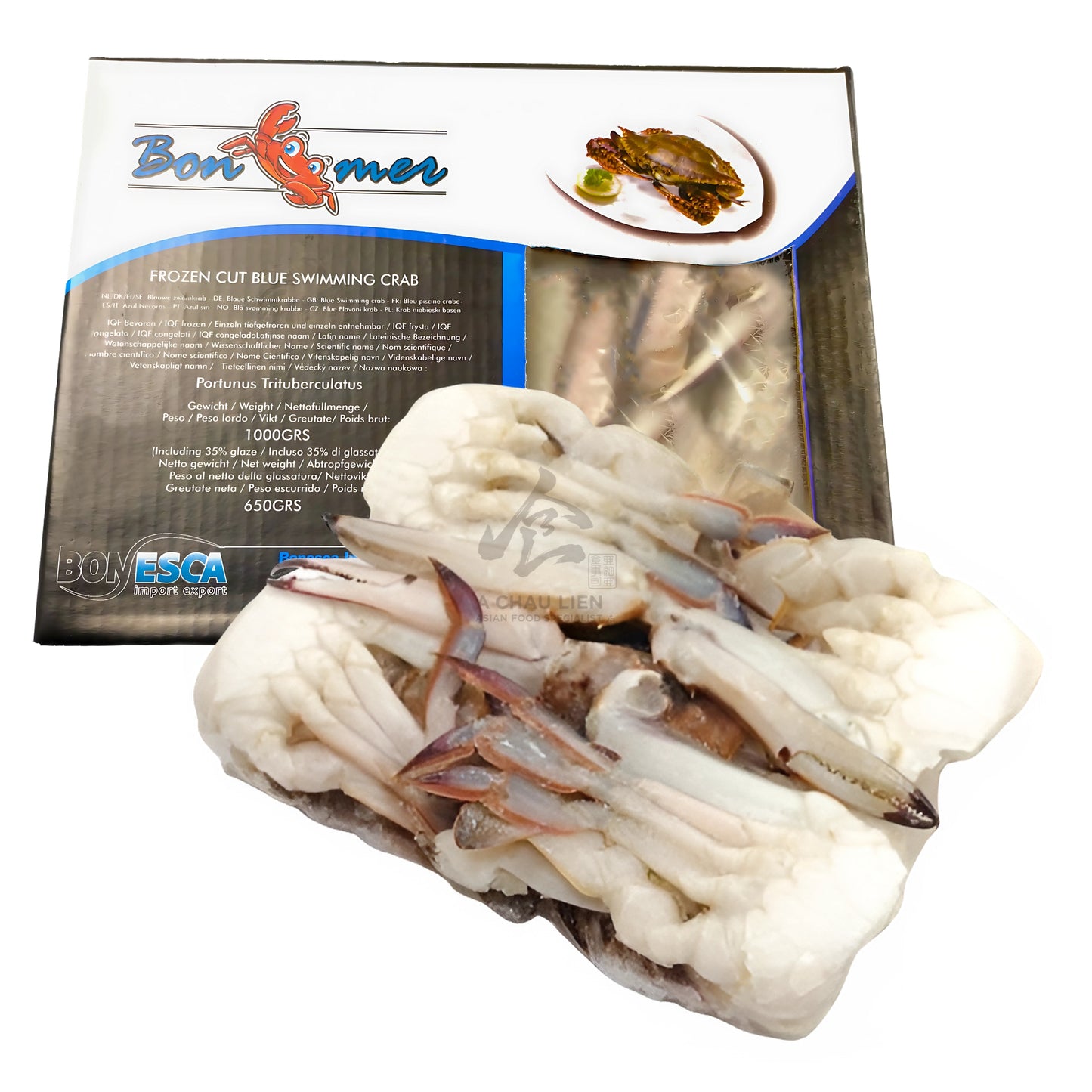 BLUE SWIMMING CRAB CUT 11-15 12 x 1kg BONEMER