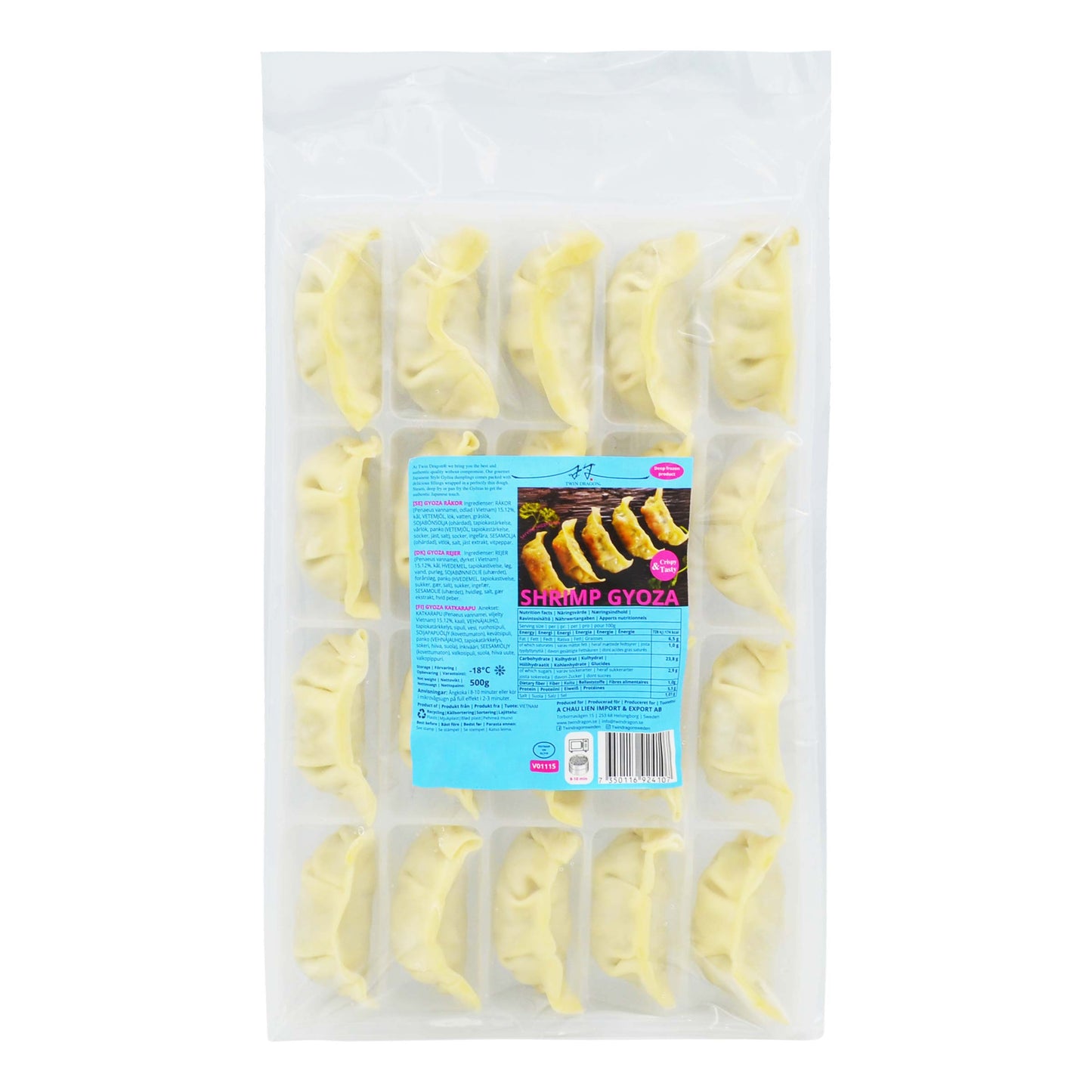 FROZEN PRAWN GYOZA 20 x 500g TWIN DRAGON
