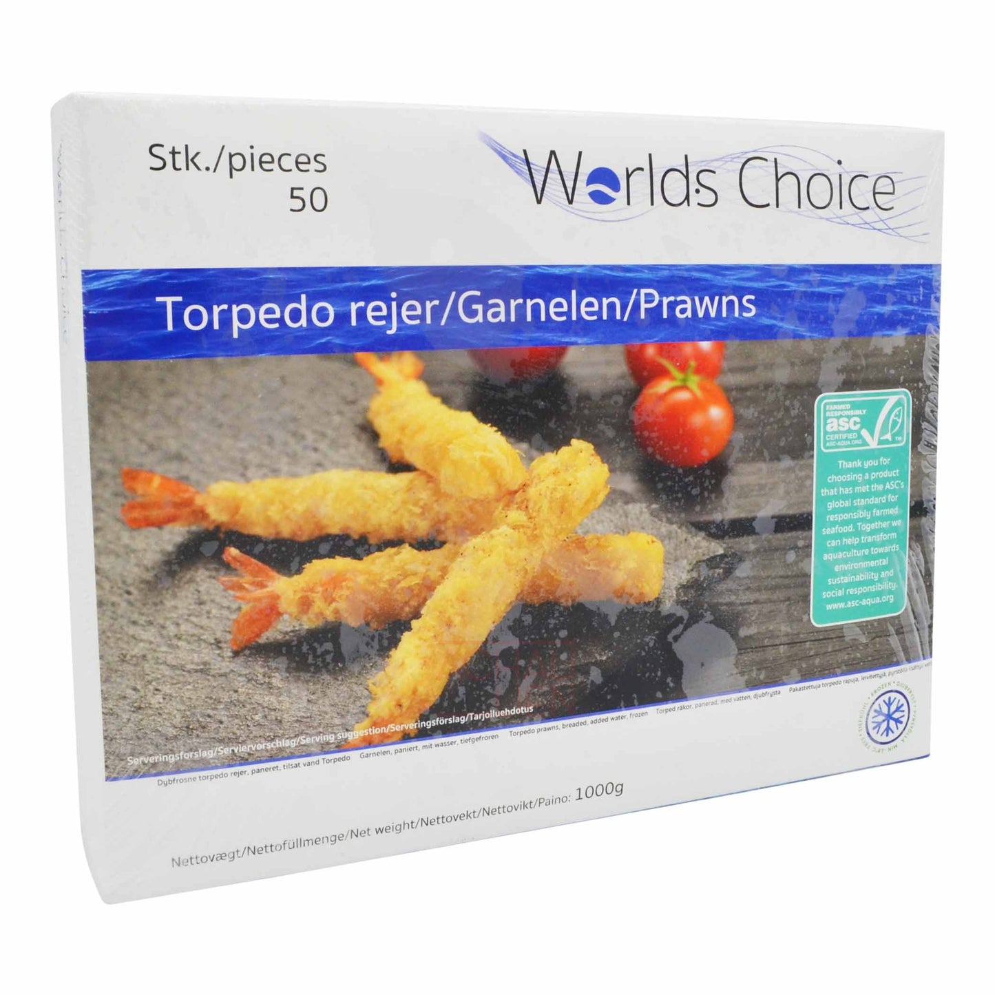 TORPEDO SHRIMPS (50PCS) ASC 10 x 1kg WORLD'S CHOICE