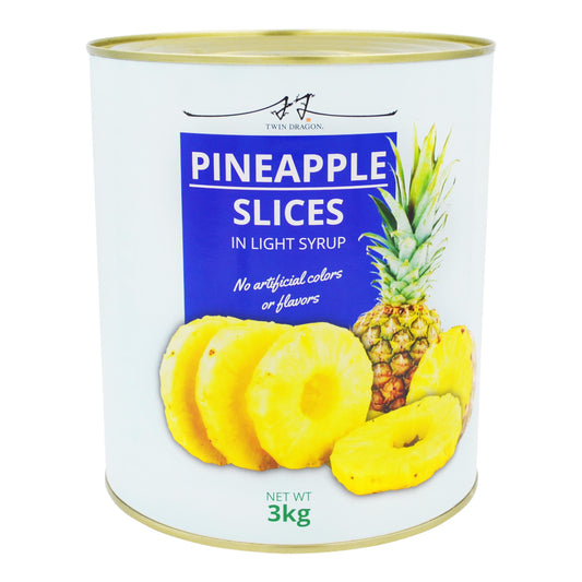 PINEAPPLE SLICES IN LIGHT SYRUP 6 x 3kg TWIN DRAGON