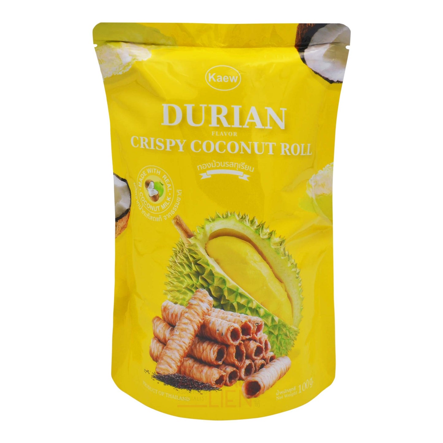 CRISPY COCONUT ROLL DURIAN FLAVOR 24 x 100g KAEW