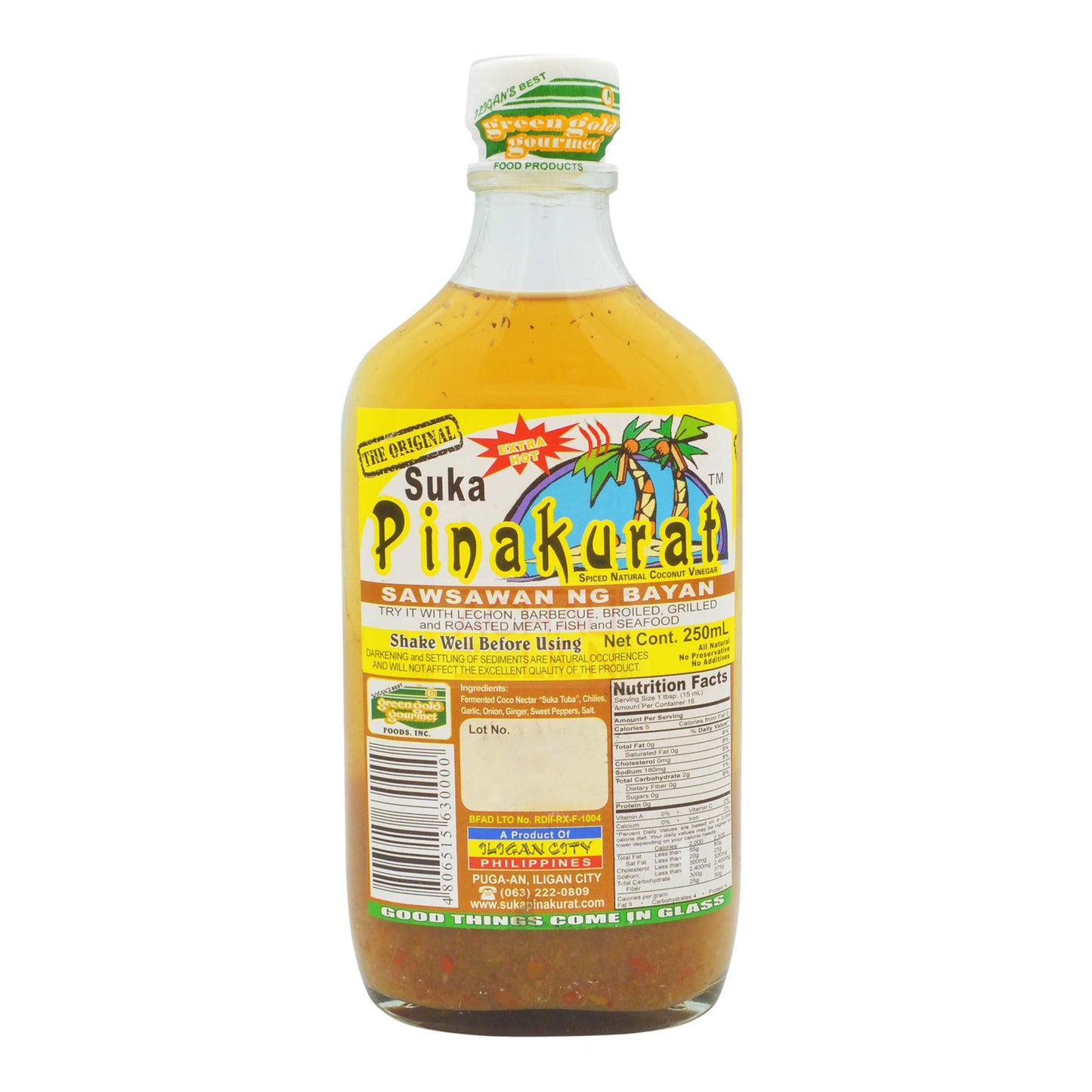 SPICED NATURAL COCONUT VINEGAR 30 x 250ml GREENGOLD GOURMET