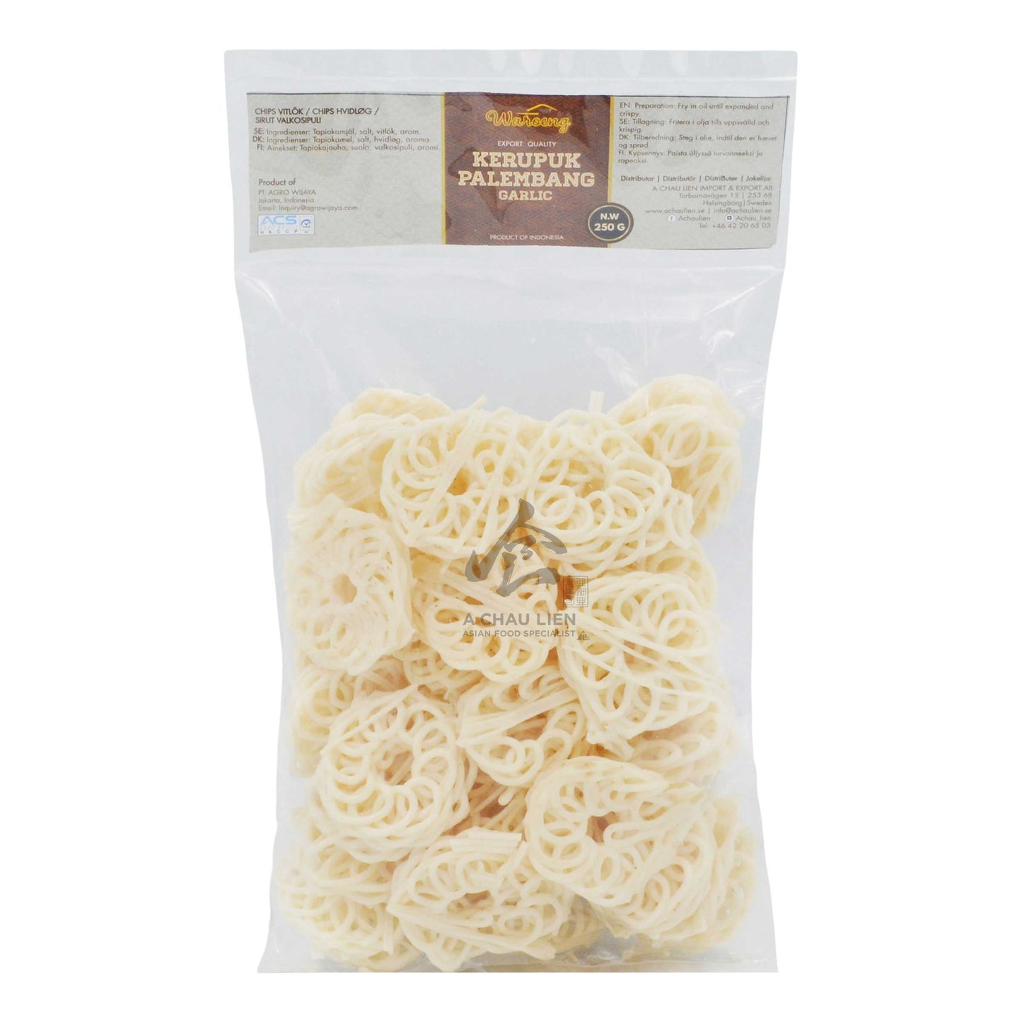 KERUPUK PALEMBANG ROUND WOVEN CRACKERS GARLIC 20 x 250g WAROENG