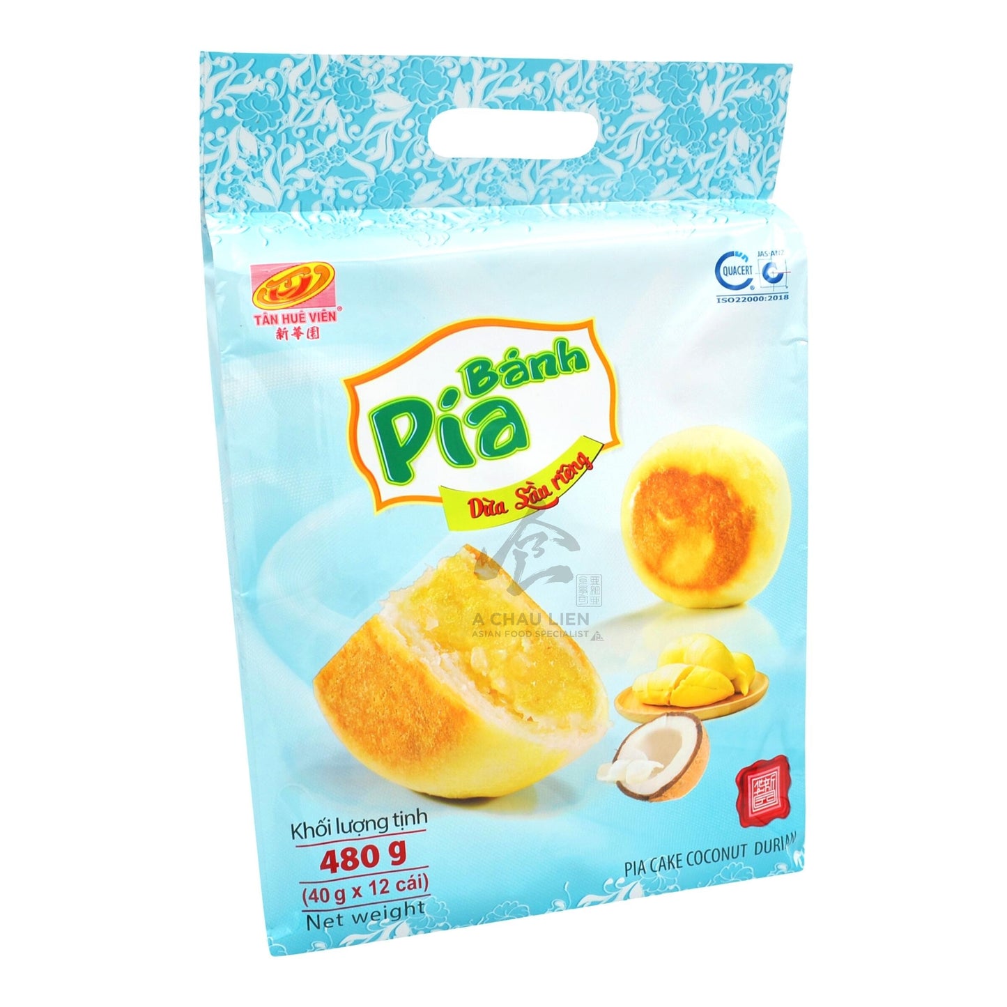 PIA CAKE COCONUT DURIAN (12PCS X 40G) 20 x 480g TAN HUE VIEN
