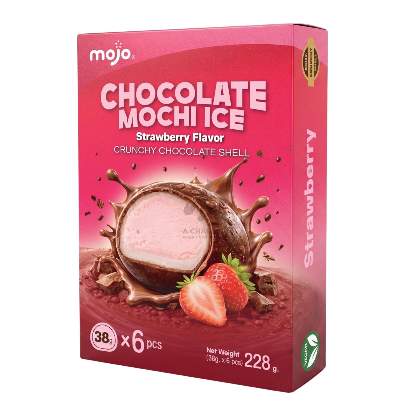 CHOCOLATE MOCHI ICE STRAWBERRY (6PCS X 38G) 12 x 228g MOJO
