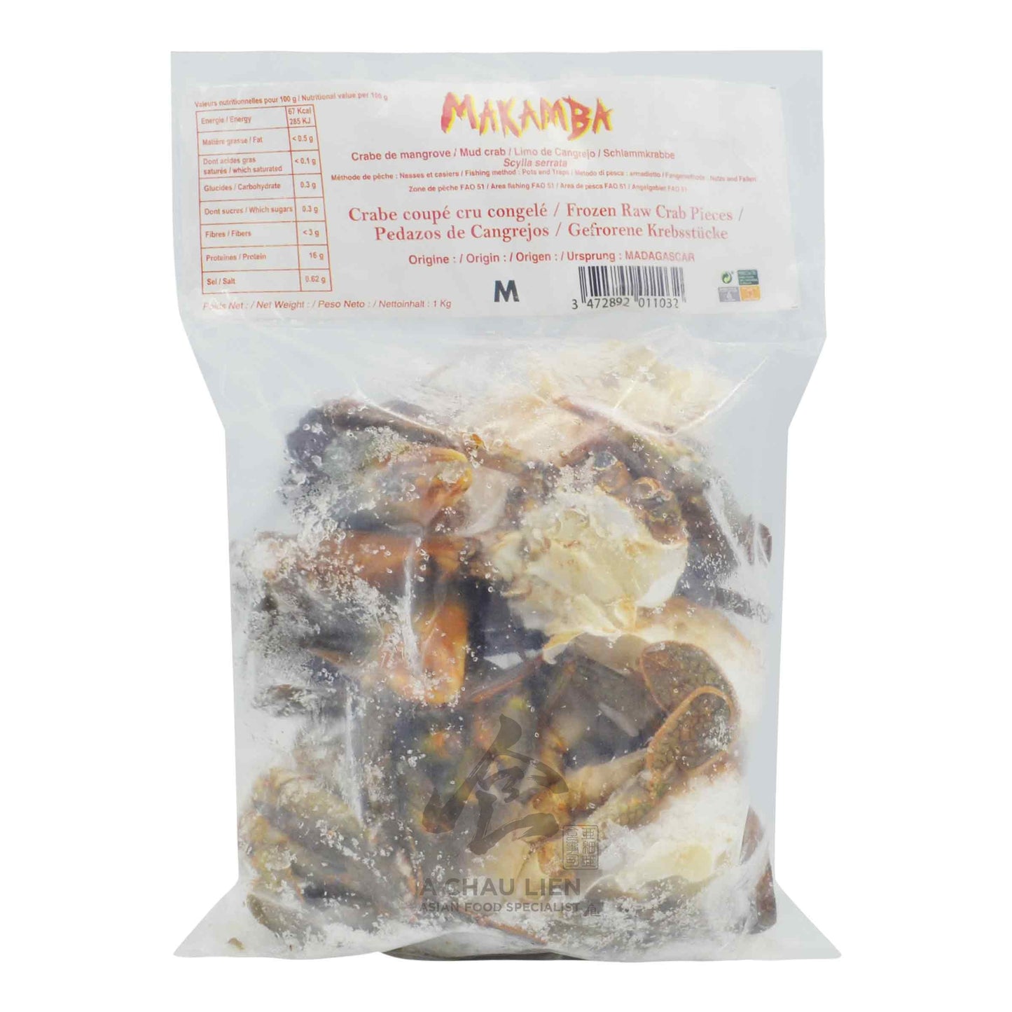 FROZEN RAW CRAB PIECES 9 x 1kg MAKAMBA
