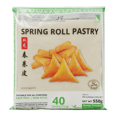 SPRING ROLL PASTRY GREEN (215MM X 40 PCS) 10 x 550g TWIN DRAGON