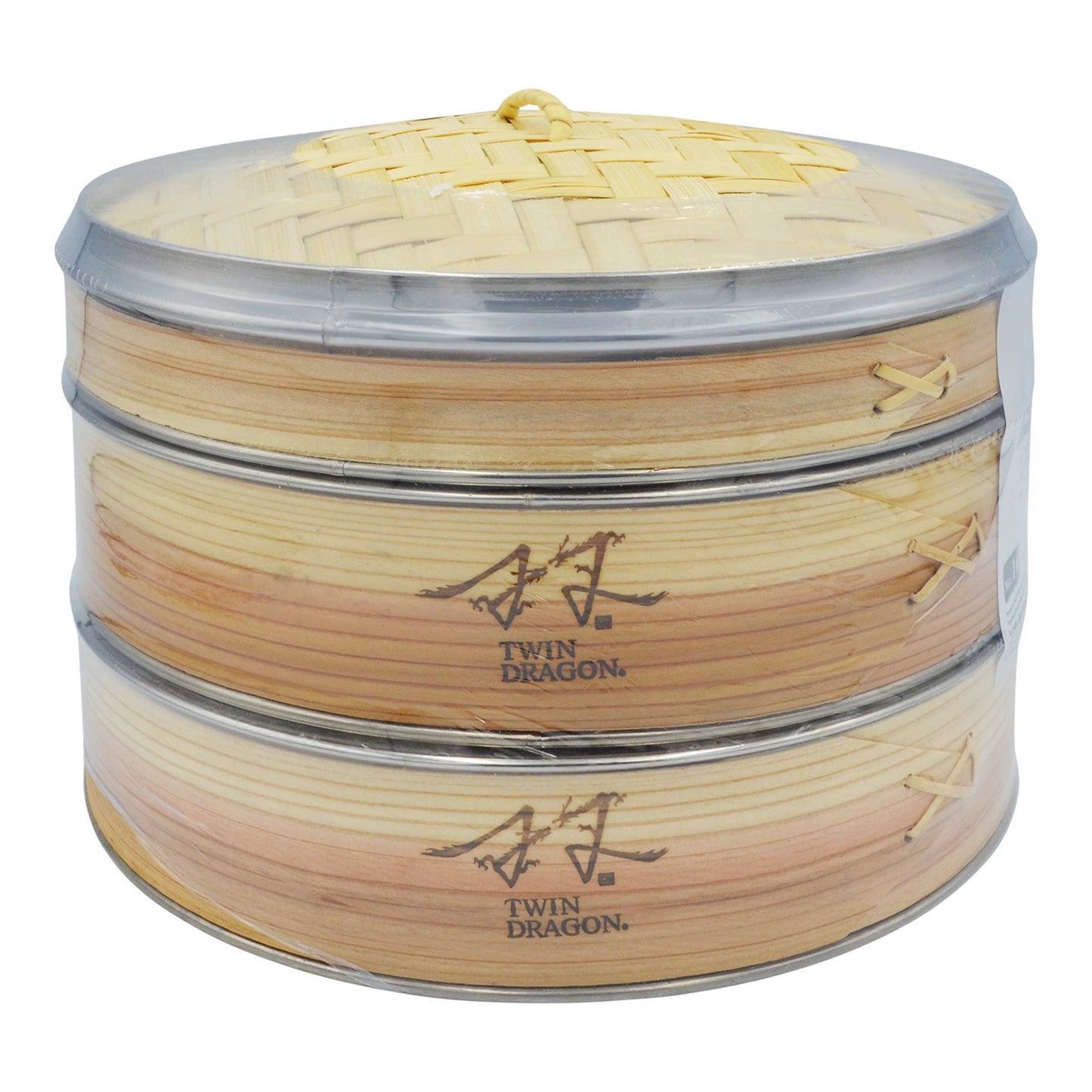 BAMBOO STEAMER STEEL EDGE NO. 10 SET (Ø25.4CM) 18 x 25.4cm TWIN DRAGON