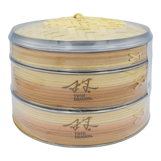 BAMBOO STEAMER STEEL EDGE NO. 10 SET (Ø25.4CM) 18 x 25.4cm TWIN DRAGON