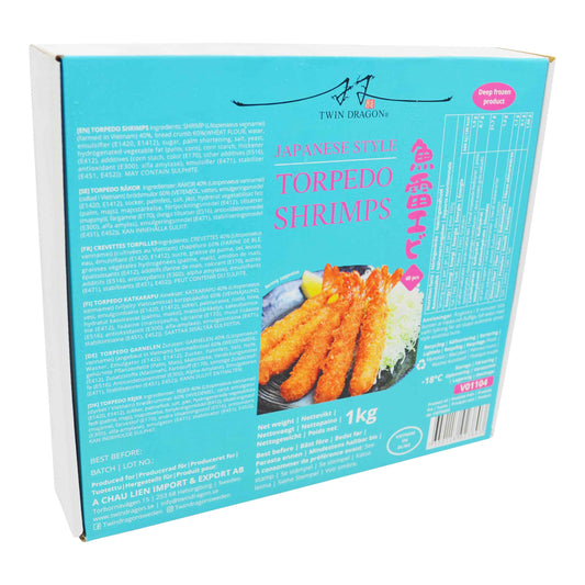 JAPANESE BREADED TORPEDO SHRIMPS (40PCS) 10 x 1kg TWIN DRAGON