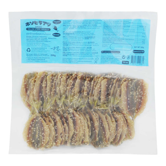 DRIED YELLOW STRIPE TREVALLY WITH SESAME 50 x 200g TWIN DRAGON