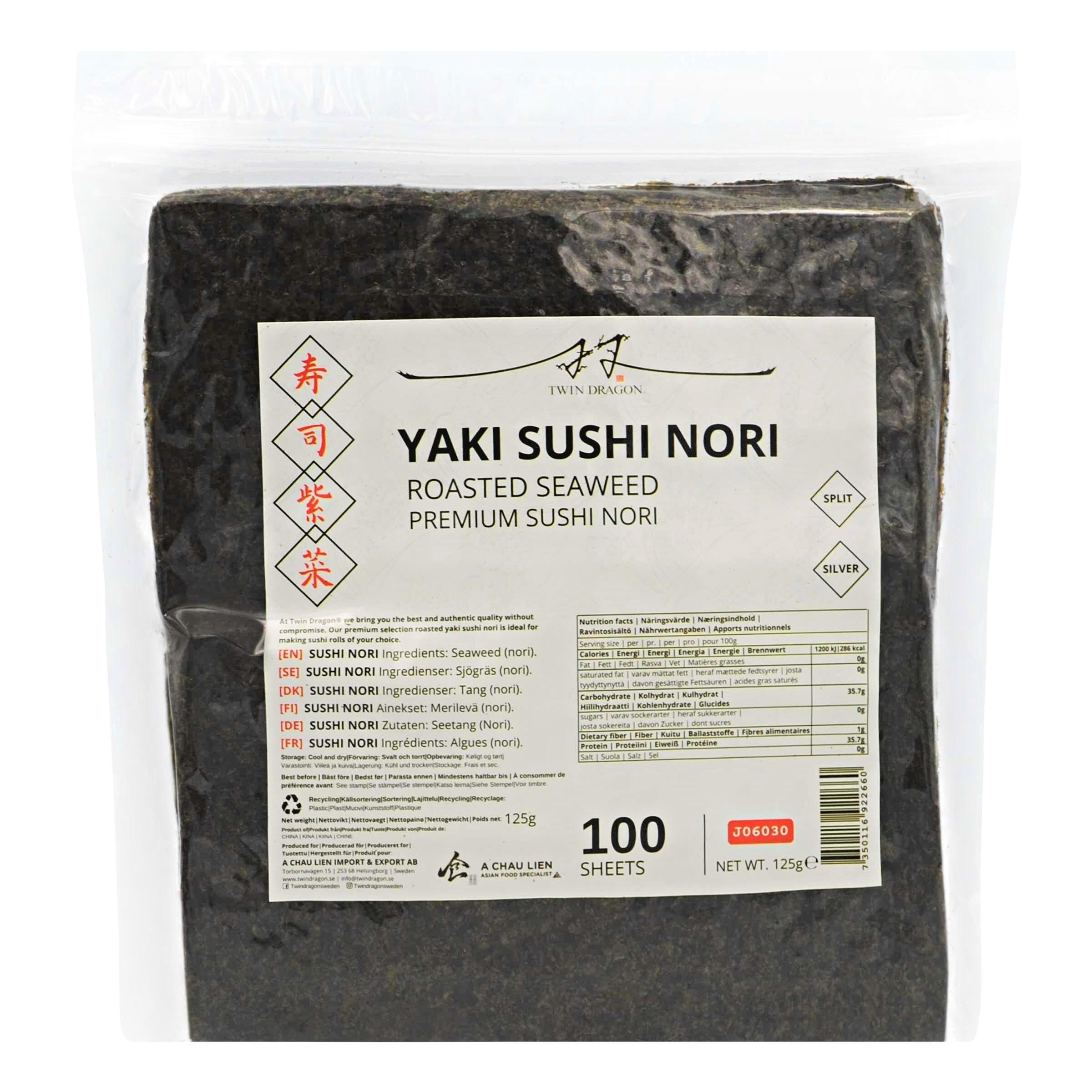 PREMIUM SILVER YAKI SUSHI NORI SPLIT (100 SHEETS) 40 x 125g TWIN