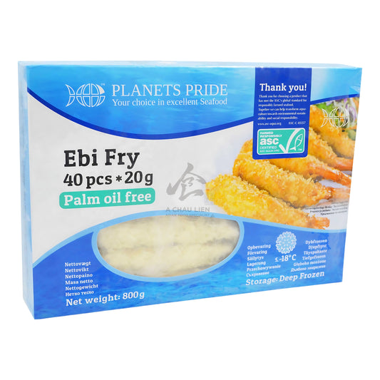 TORPEDO SHRIMPS ASC PALMOIL FREE (40PCS X 20G) 12 x 800g PLANET'S PRIDE