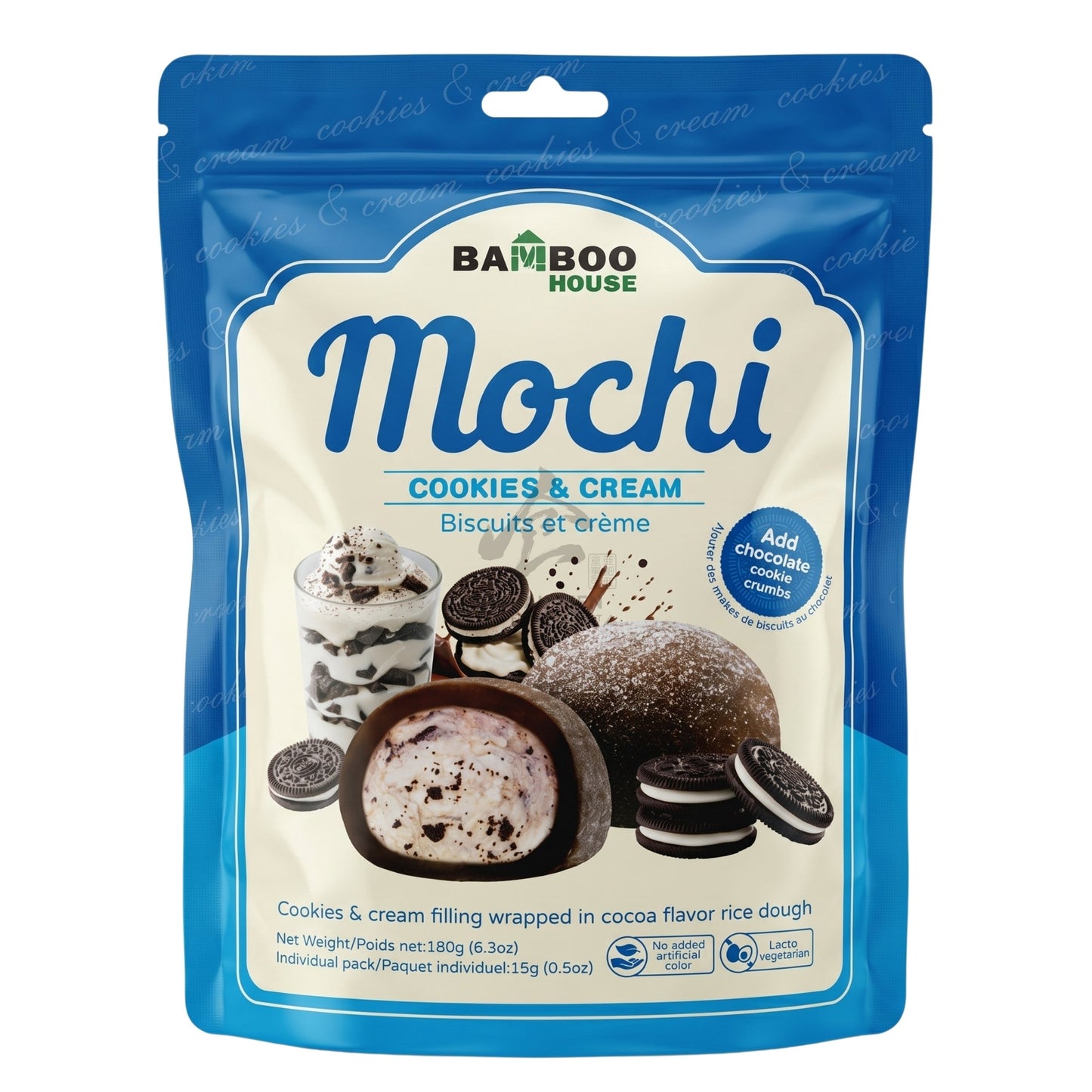 MOCHI COOKIES AND CREAM 20 x 180g BAMBOO HOUSE