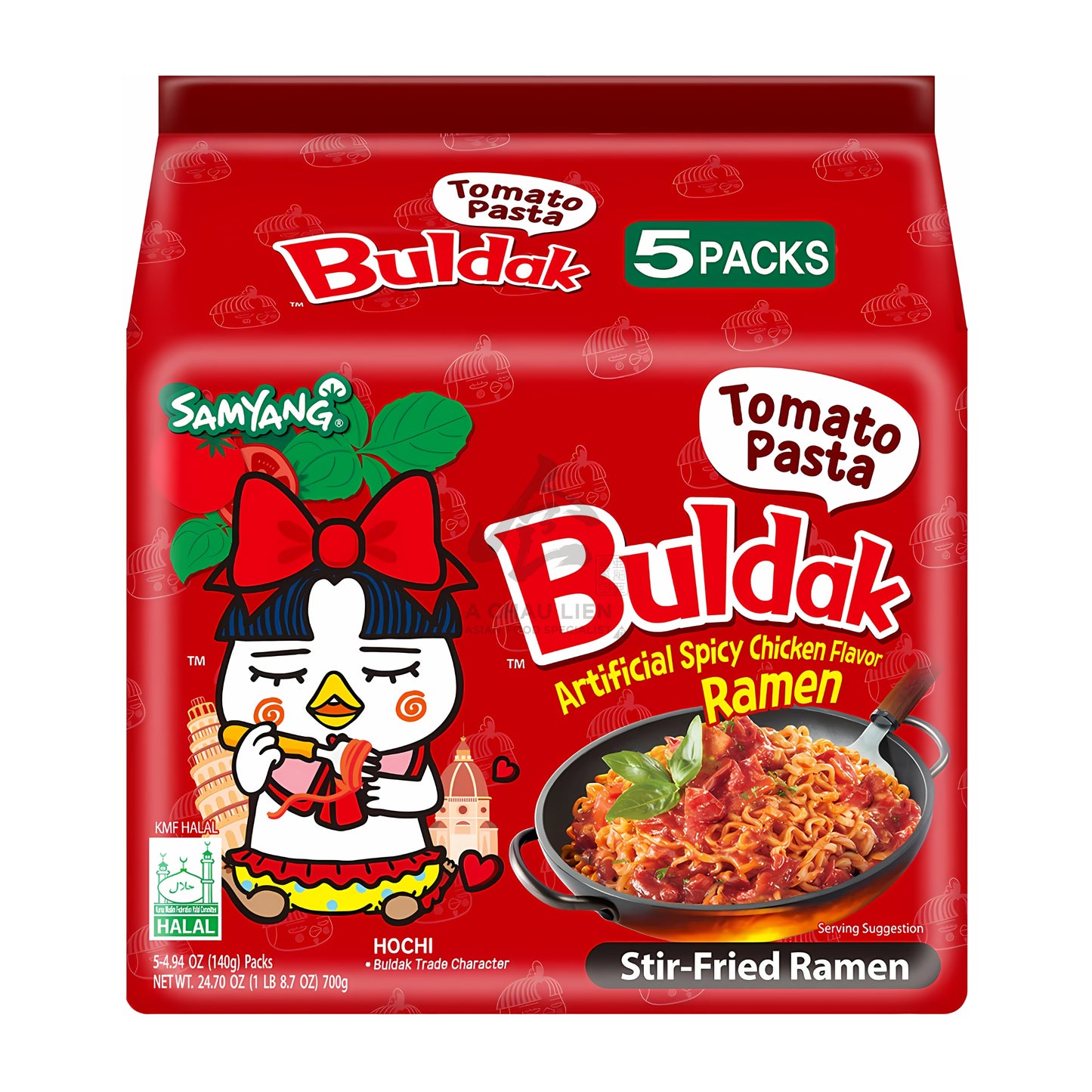 BULDAK HOT CHICKEN FLAVOR RAMEN TOMATO PASTA (140g x 5PCS) 8 x 700g SAMYANG