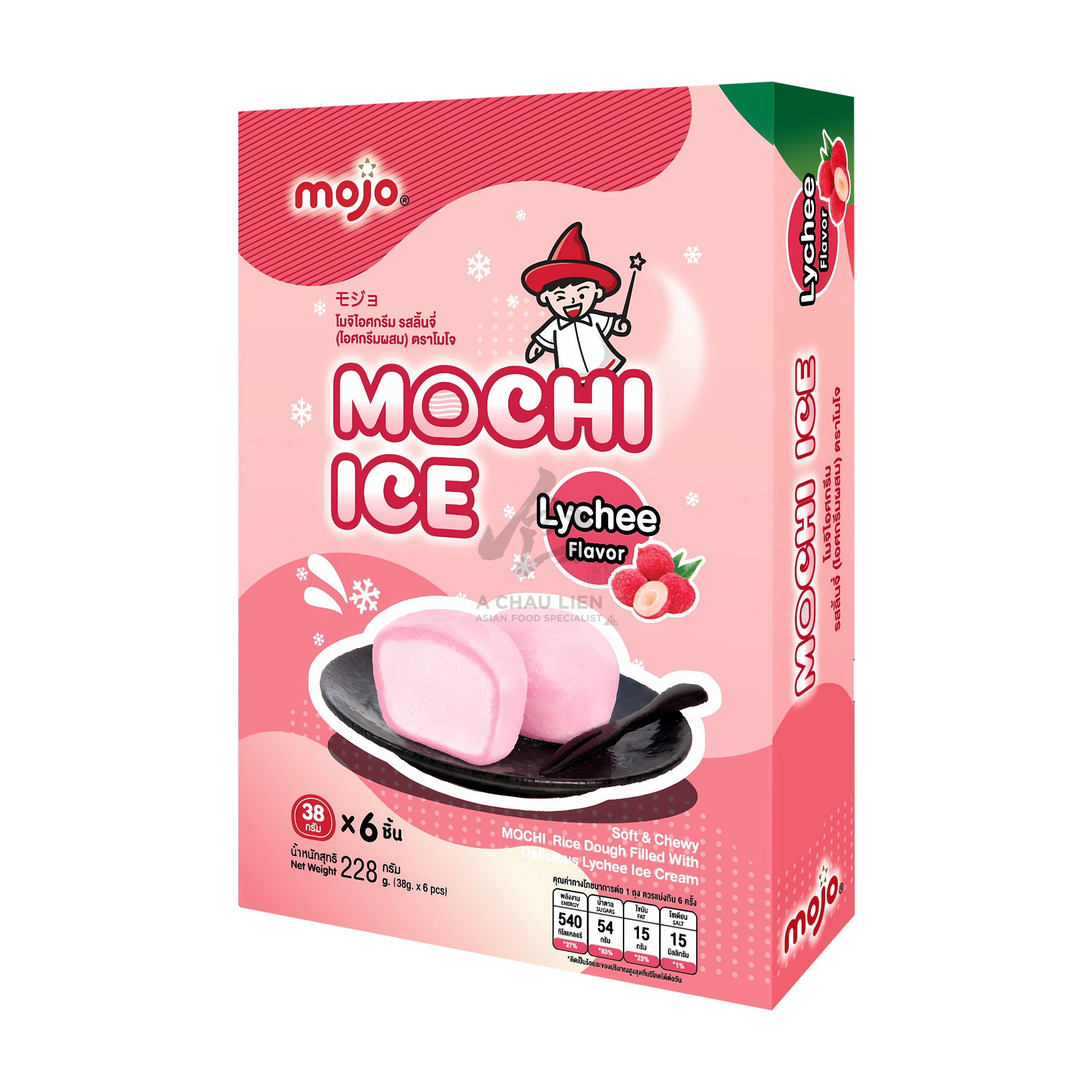 MOCHI ICE LYCHEE (6PCS X 38G) 12 x 228g MOJO – A Chau Lien