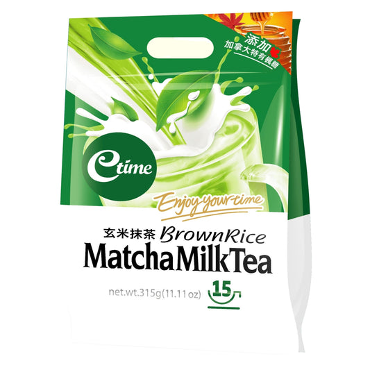 INSTANT BROWN RICE MATCHA MILK TEA POWDER (15PCS X 22G) 12 x 330g E-TIME