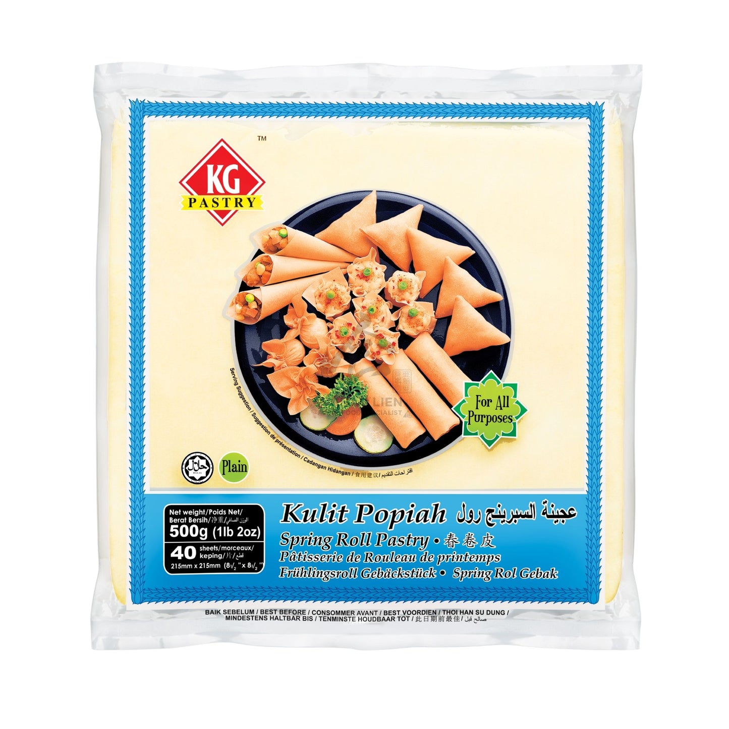 SPRING ROLL PASTRY (215MM X 40PCS) 20 x 500g KG