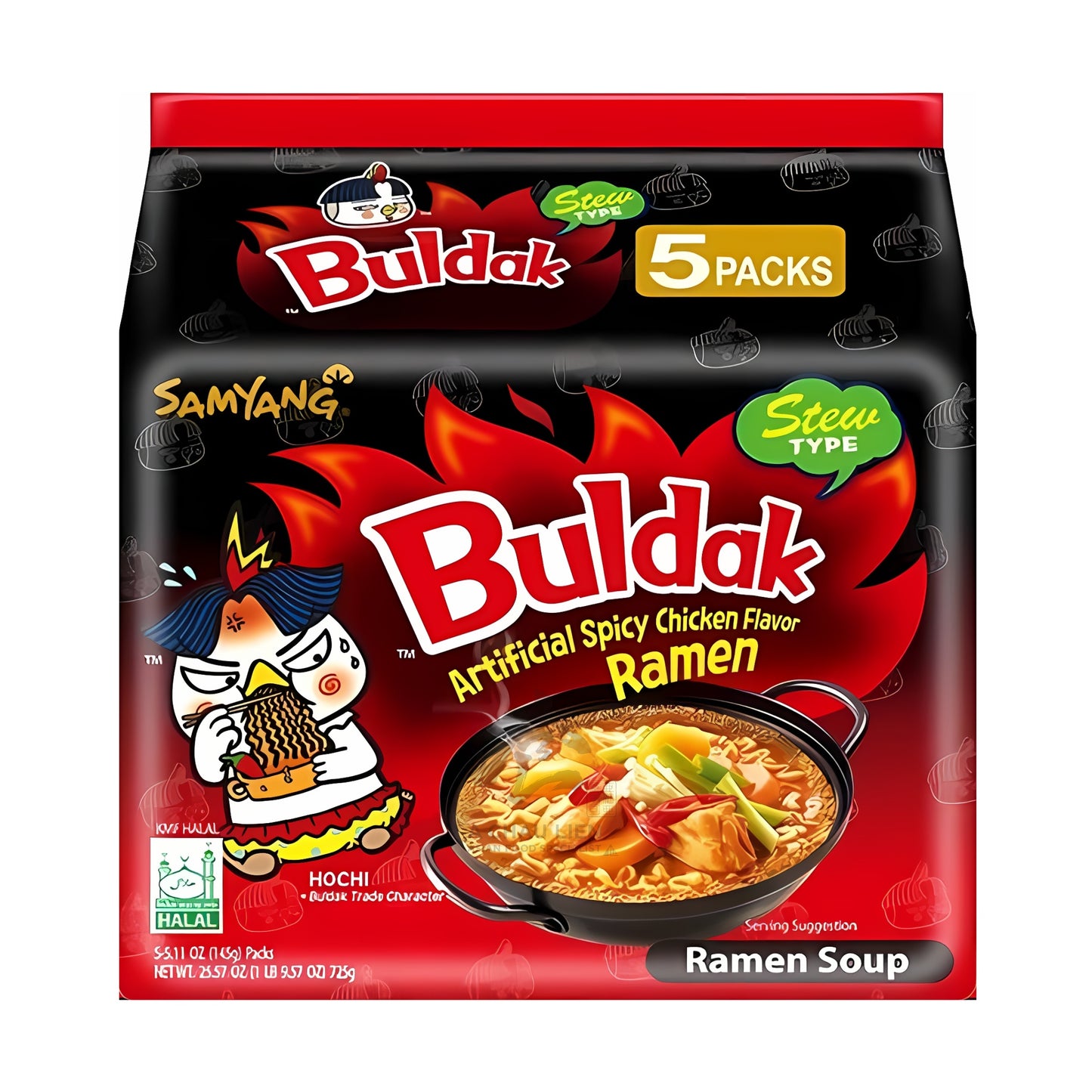 BULDAK SPICY CHICKEN FLAVOR RAMEN STEW TYPE (5PCS X 145G) 8 x 725g SAMYANG