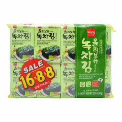 SEASONED SEAWEED LAVER GREEN TEA (16PCS X 4G) 6 x 64g WANG
