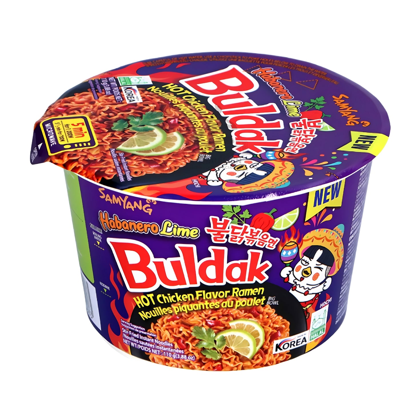 BULDAK HOT CHICKEN HABANERO LIME RAMEN BOWL 16 x 110g SAMYANG