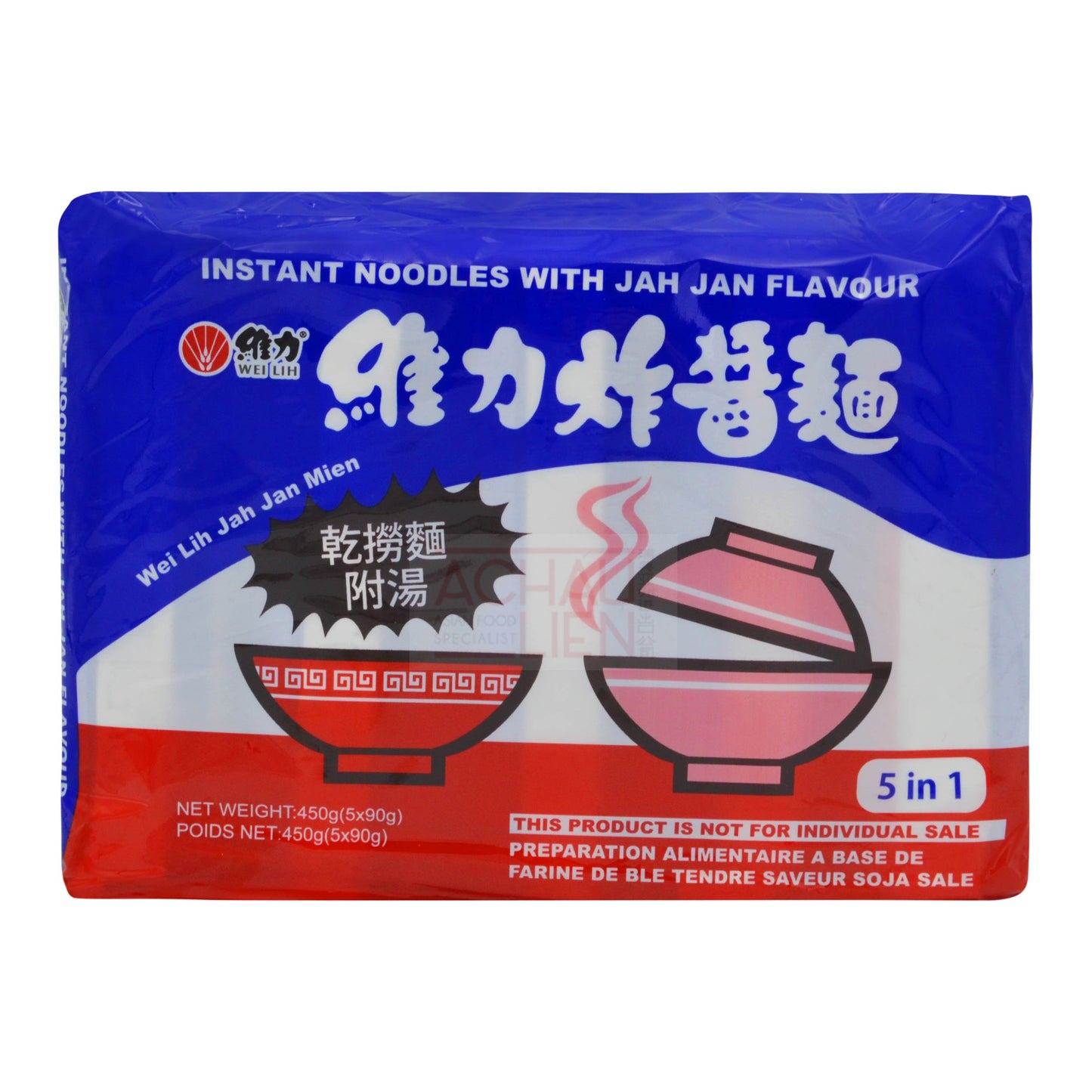 INSTANT NOODLE WITH JAH JAN FLAVOUR (5PCS X 90G) 6 x 450g  WEI LIH