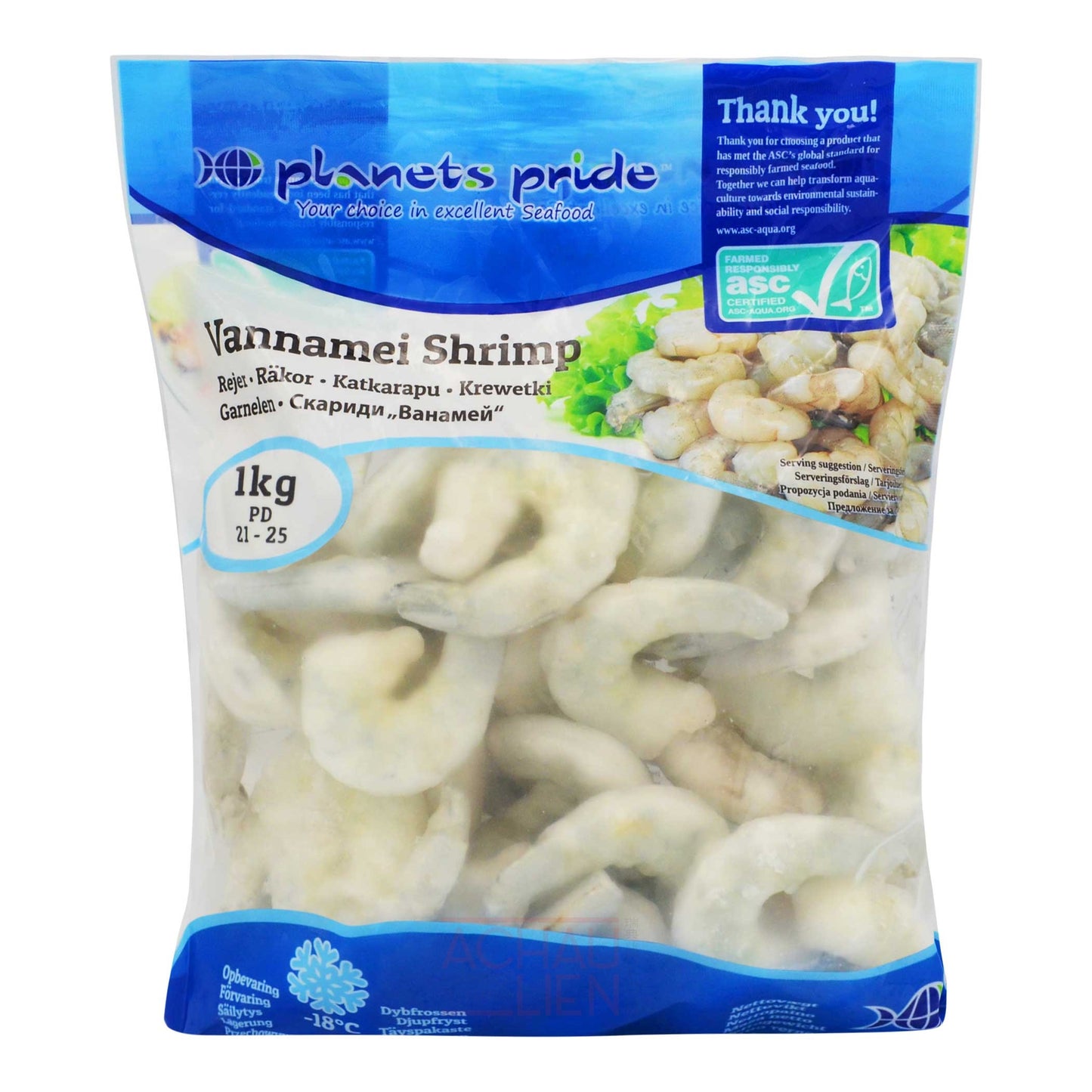 VANNAMEI SHRIMPS 21-25 HLNSNT ASC 10 x 1000g PLANET'S PRIDE