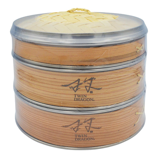 BAMBOO STEAMER STEEL EDGE NO. 8 SET (Ø20.3CM) 27 x 20.3cm TWIN DRAGON