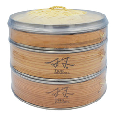 BAMBOO STEAMER STEEL EDGE NO. 8 SET (Ø20.3CM) 27 x 20.3cm TWIN DRAGON