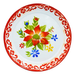 ALUMINUM TRAY (30CM) RED & WHITE FLOWER PRINT RABBIT BRAND