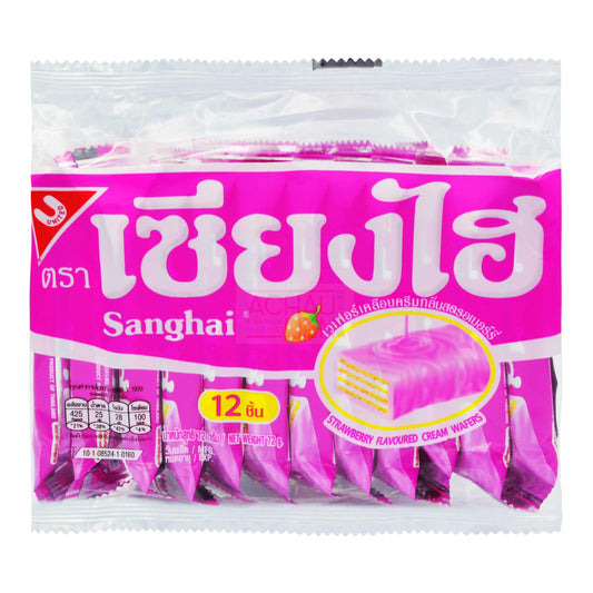 STRAWBERRY FLAVOURED CREAM WAFERS 36 x 72g SANGHAI