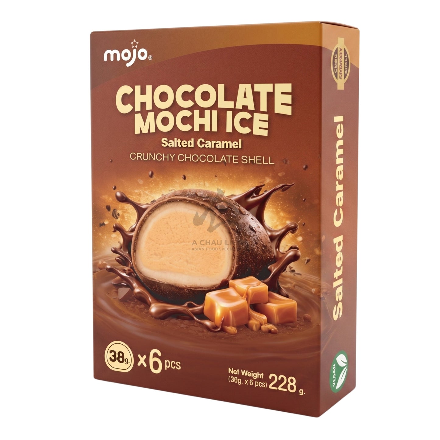 CHOCOLATE MOCHI ICE SALTED CARAMEL (6PCS X 38G) 12 x 228g MOJO