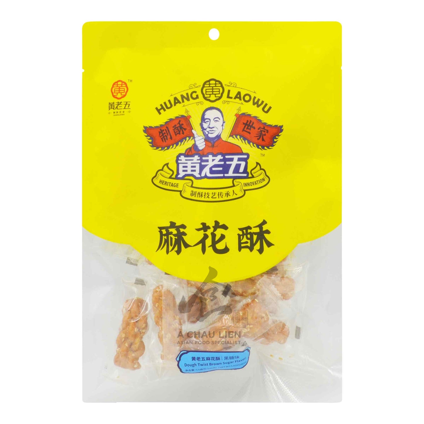 DOUGH TWIST BROWN SUGAR FLAVOR 30 x 160g HUANG LAOWU