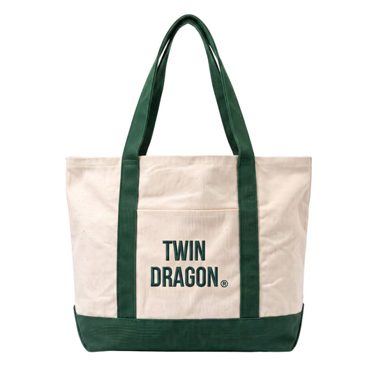CANVAS TOTE BAG GREEN TWIN DRAGON