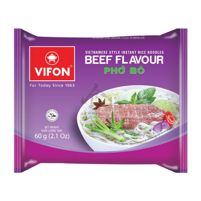 VIETNAMESE STYLE INSTANT STEAMED RICE NOODLES BEEF FLAVOR 30 x 60g VIFON